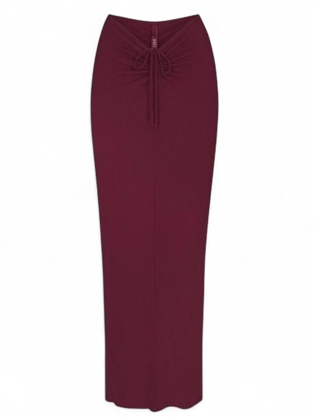 SKIMS Soft Lounge Ruched Maxi Skirt In Red Wine